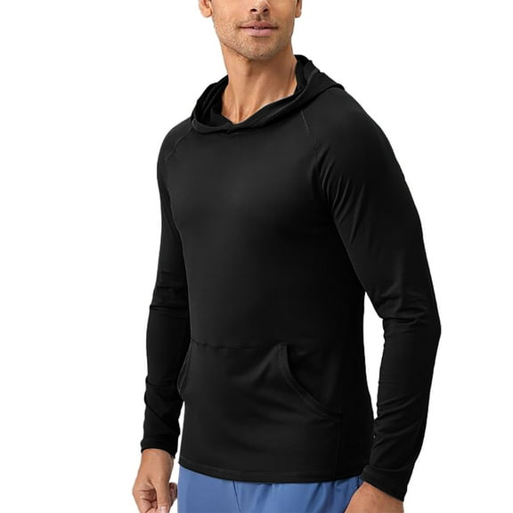 JTieacloth Winter Hoodies Men's Sports Hoodie Hooded Absorption Quick Drying Fitness Jacket Slim Running Training Long Sleeve Black