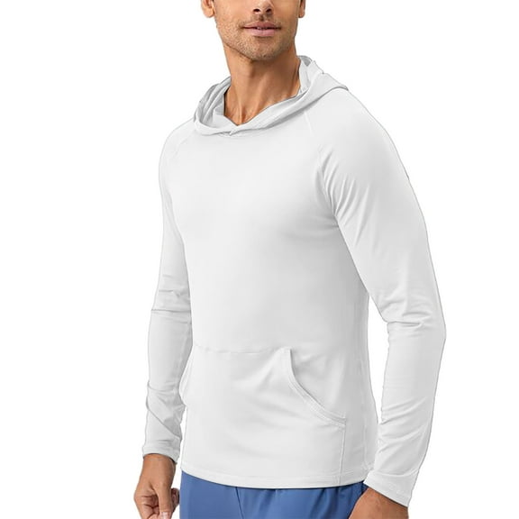 JTieacloth Winter Hoodies Men's Sports Hoodie Hooded Absorption Quick Drying Fitness Jacket Slim Running Training Long Sleeve White