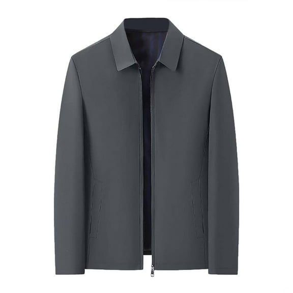 JTieacloth Winter Windbreaker Jackets High End Executive Jacket Men's Spring And Autumn Lapel Business Casual Jacket Outerwear Gray