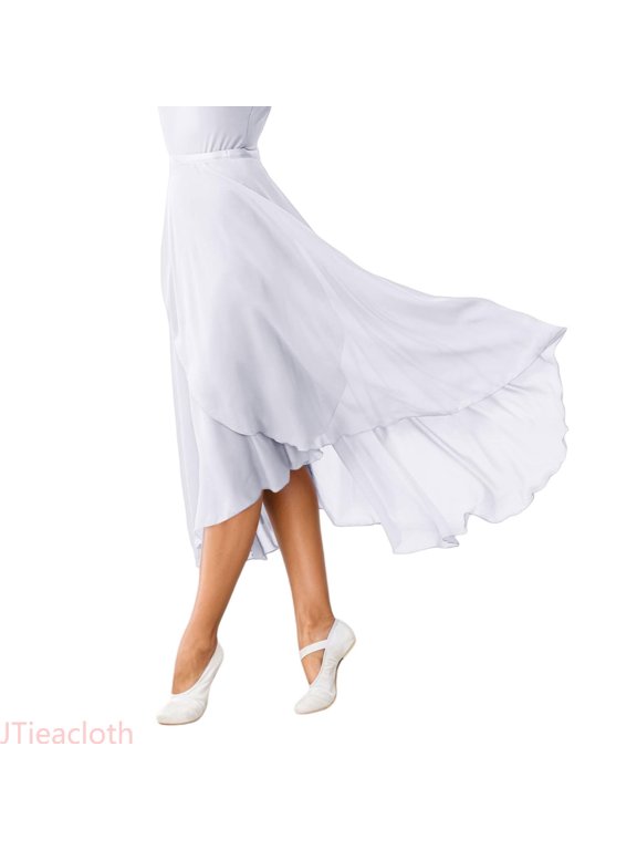 Women Ballet Wrap Skirt Long Sheer Dance Skirts,Women's Midi Skirts(White)
