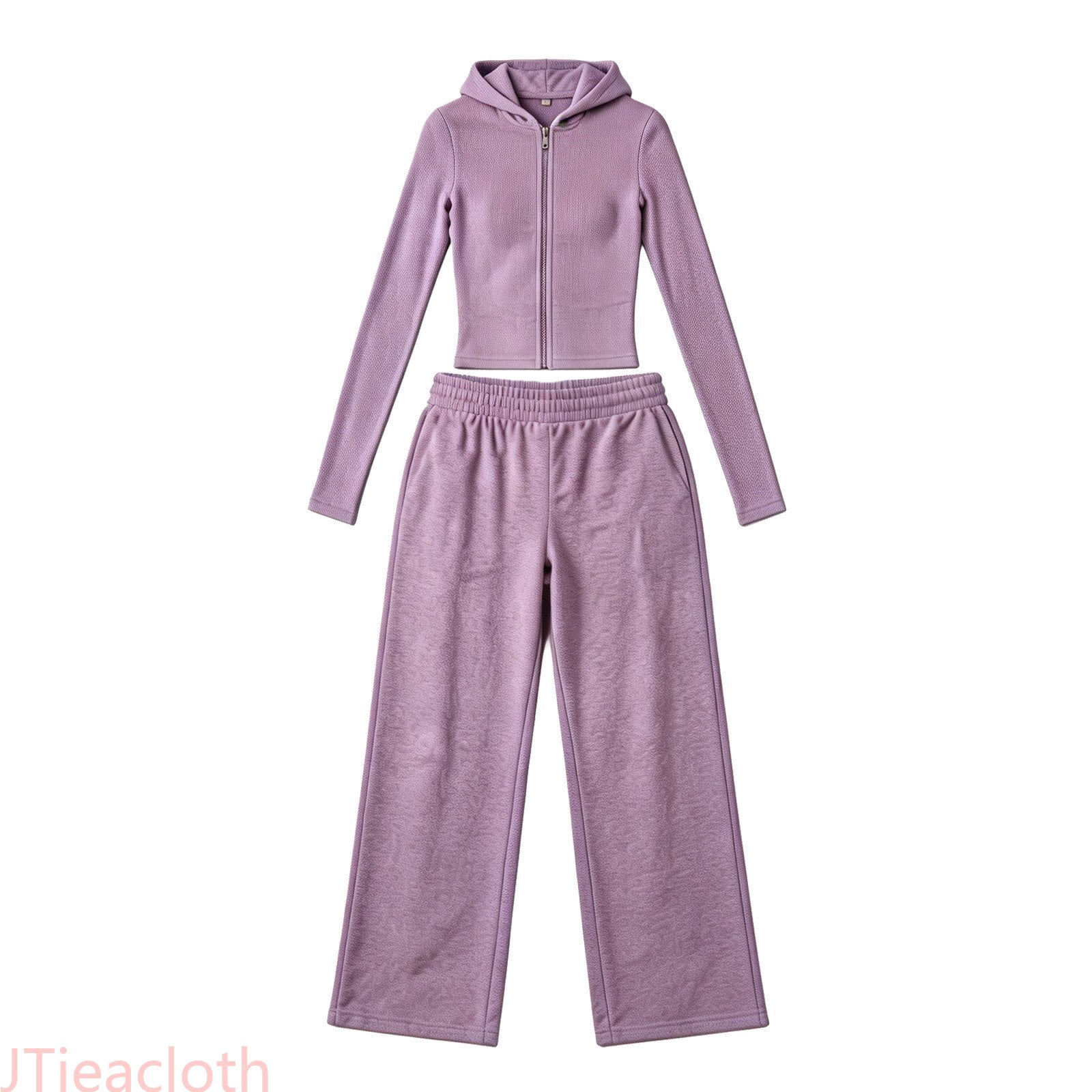 JTieacloth Women's 2 Piece Outfit Zip Up Hooded Long Sleeve Cropped ...