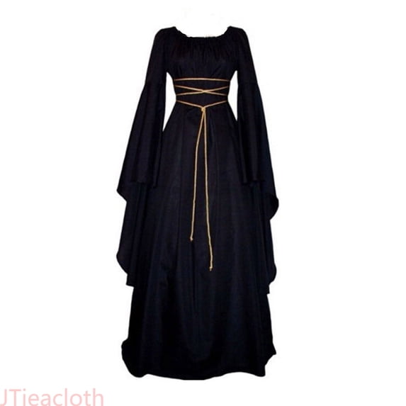 JTieacloth Women's Lace-Up Maxi Dress Long Sleeve Party Witch Gown