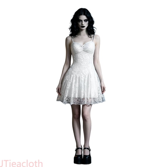 JTieacloth Womens Mini Dress Gothic Lace Slip Dress Strap Nightgown Party Medieval Dress Up Party Outfit