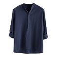 thumbnail image 1 of JTieacloth Free Button Down Shirt Male Stand Collar Casual Solid Long Sleeve Shirt Button Shirt Blue, 1 of 5
