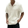thumbnail image 1 of JTieacloth Free Button Down Shirt Men Fashion Casual Top Shirt Simple Comfortable Solid Color Button Shirt Top Short Sleeve Top White, 1 of 4