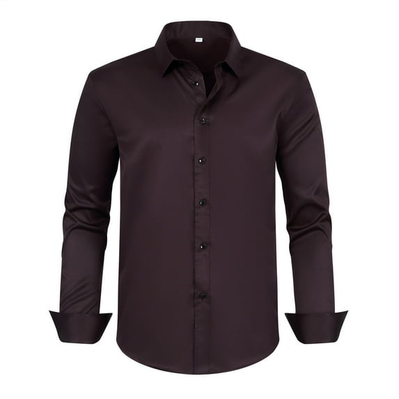 JTieacloth Free Button Down Shirt Men's Stretch Comfort Fit Dress Shirt Relaxed Fit Casual Wear Plus Size Formal Business Shirt Breathable Fabric Brown