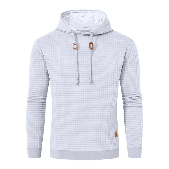 JTieacloth Zip Up Casual Hoodies Men's Long Sleeve Shirt Casual Sweatshirt Solid Plaid Holiday Shirts Hooded Tops White
