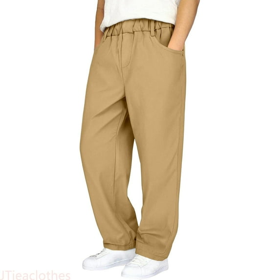 JTieaclothes Boys Cargo Pants With Multiple Pockets Straight Leg Casual Outdoor School Trousers Elastic Waist Comfortable Daily Wear Durable Twill Fabric For Kids,Boys Pants Sizes 11-12 Years
