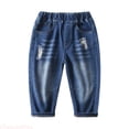 thumbnail image 1 of JTieaclothes Boys Casual Elastic Waist Jeans For Toddlers 1 8 Years Comfortable Loose Fit Pure Color Pants Outdoor Play Daily Wear Spring Summer,Boys Pants Sizes 5-6 Years, 1 of 6