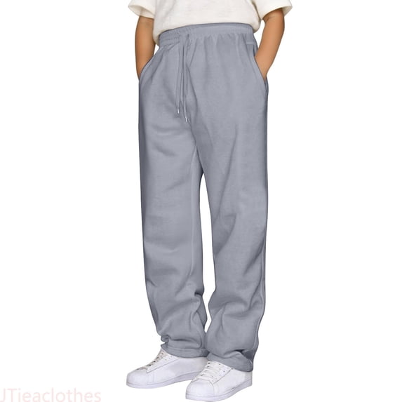 JTieaclothes Boys Casual Pants Elastic Waist Drawstring Loose Fit Jogger Sweatpants For Kids And Comfortable Long Trousers,Boys Pants Sizes 7-8 Years