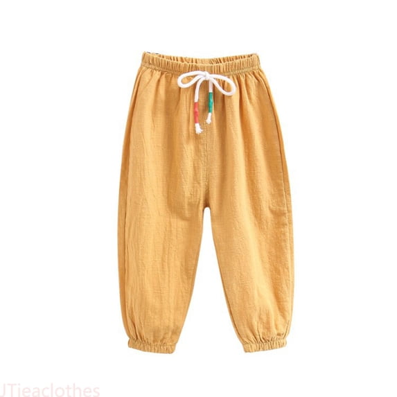 JTieaclothes Boys Casual Pants Elastic Waist Solid Color Drawstring Pants For Toddlers Kids Spring Summer Daily Wear Age 3 8 Years,Boys Pants Sizes 4-5 Years