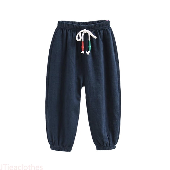 JTieaclothes Boys Casual Pants Elastic Waist Solid Color Drawstring Pants For Toddlers Kids Spring Summer Daily Wear Age 3 8 Years,Boys Pants Sizes 4-5 Years