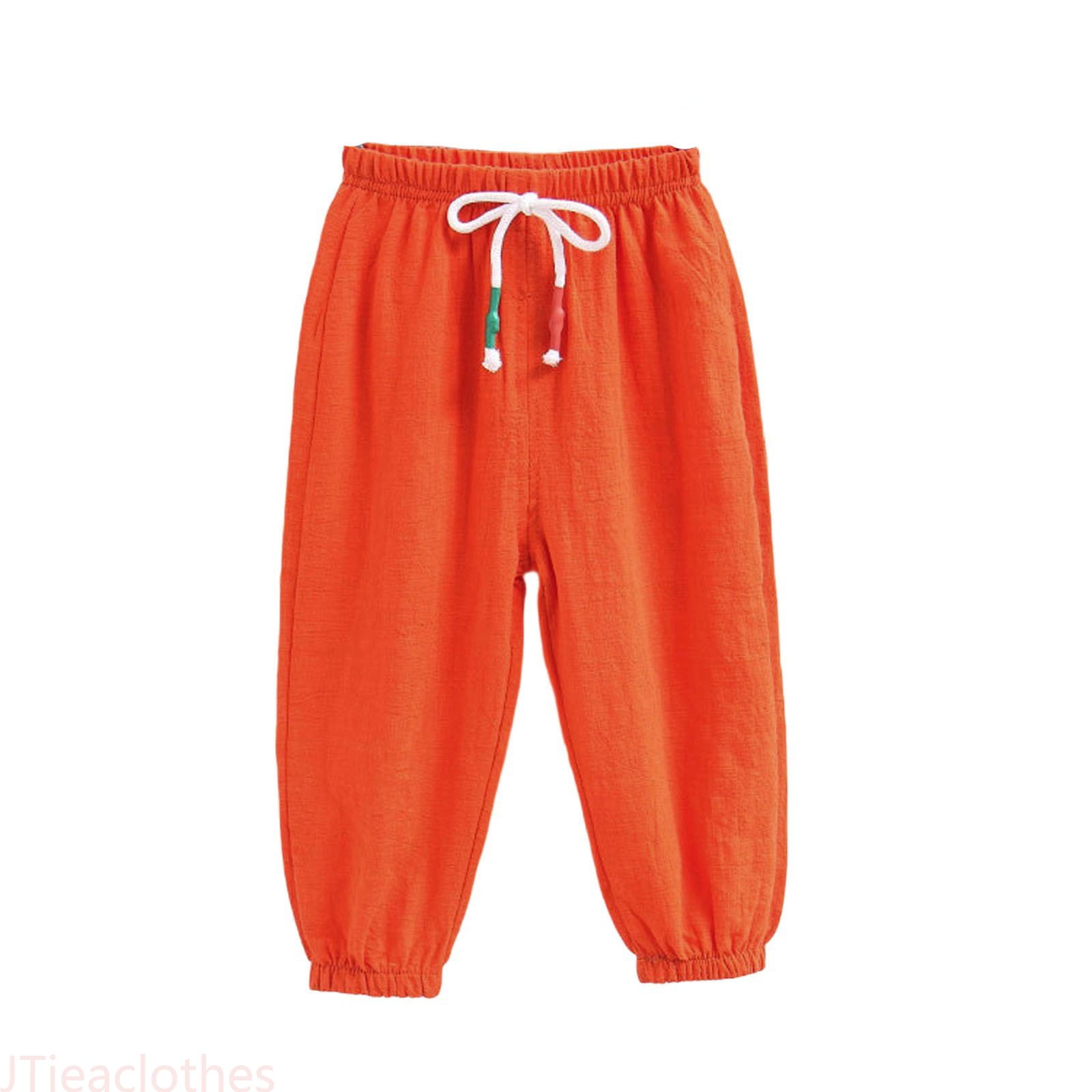 JTieaclothes Boys Casual Pants Elastic Waist Solid Color Drawstring ...
