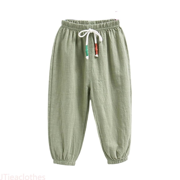 JTieaclothes Boys Casual Pants Elastic Waist Solid Color Drawstring Pants For Toddlers Kids Spring Summer Daily Wear Age 3 8 Years,Boys Pants Sizes 6-7 Years