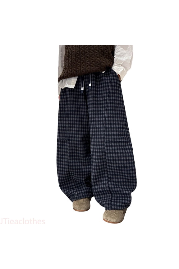 Boys Fleece Jogger Pants Winter Thermal Lined Athletic Trousers With Plaid Pattern For Teen Lads Youth Outdoor Sports Casual Wear,Boys Pants Sizes 6-7 Years