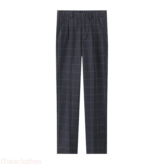 JTieaclothes Boys' Plaid Flat Front Dress Pants Adjustable Waist School Outfits Pants,Boys Pants Sizes 4-5 Years
