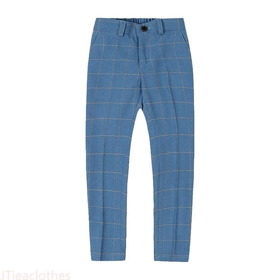 JTieaclothes Boys' Plaid Flat Front Dress Pants Adjustable Waist School Outfits Pants,Boys Pants Sizes 9-10 Years