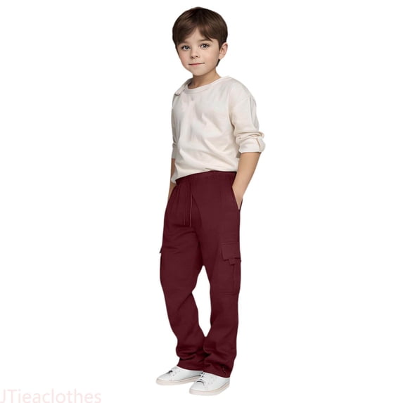 JTieaclothes Sweatpants for Kid Boys Casual Active Joggers Elastic Waist Cargo Baggy Drawstring Sweat Pants with Pockets,Boys Pants Sizes 3-4 Years