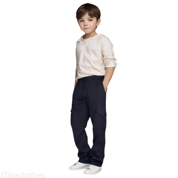 JTieaclothes Sweatpants for Kid Boys Casual Active Joggers Elastic Waist Cargo Baggy Drawstring Sweat Pants with Pockets,Boys Pants Sizes 7-8 Years