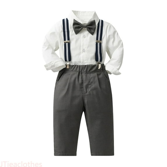 JTieaclothes Toddler Boys Long Sleeve Shirt Tops Pants With Tie Child Kids Outfits Party Dress,Boys Outfit Sets Sizes 4-5 Years