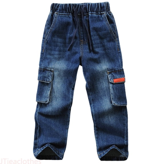 JTieaclothes Toddler Kid Boy Elastic Mid Waist Washed Full Length Straight Pants Denim Jeans,Boys Pants Sizes 2-3 Years