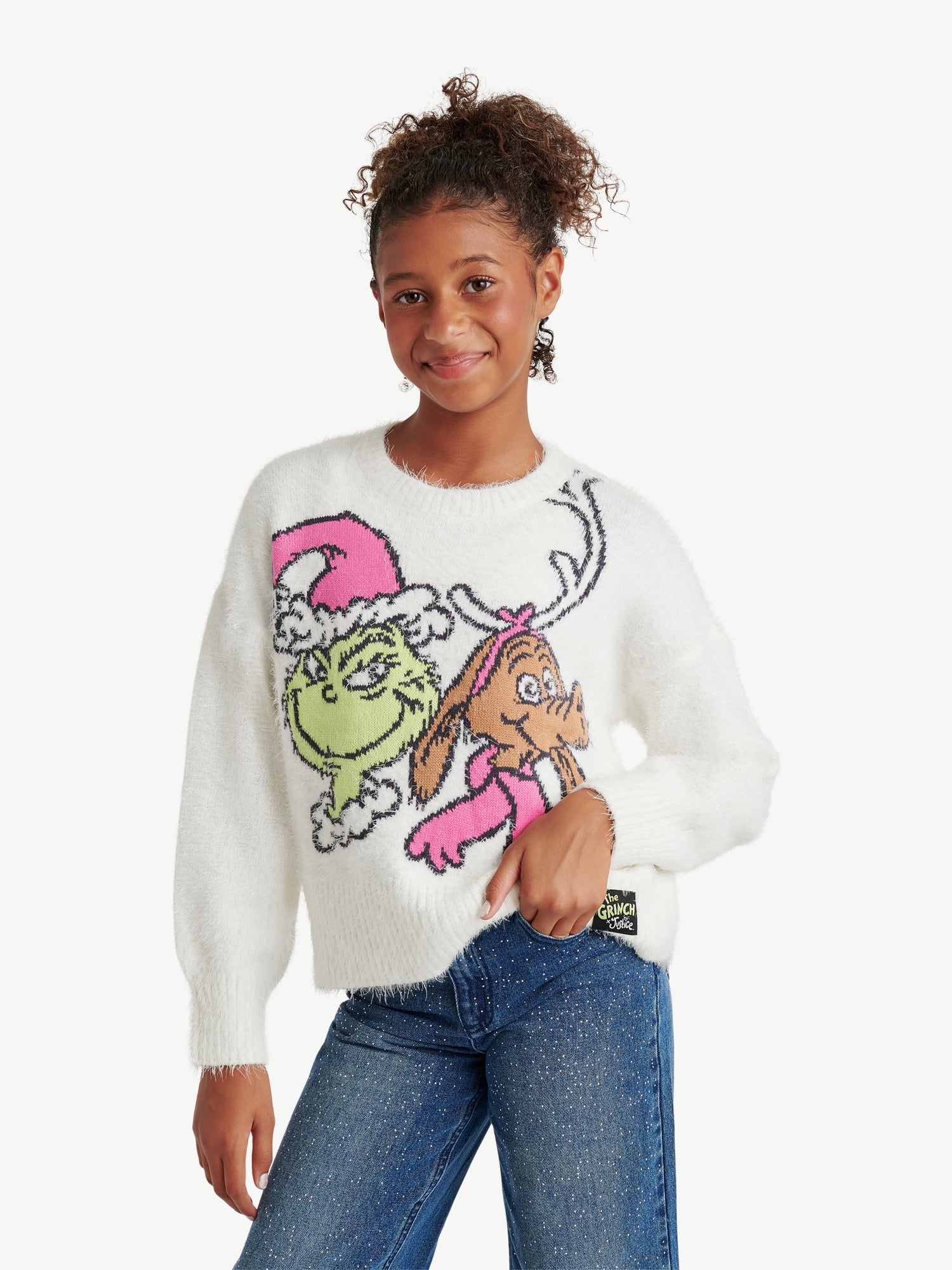 Justice Girls Grinch Sweater Sizes Xs Xlp Walmart
