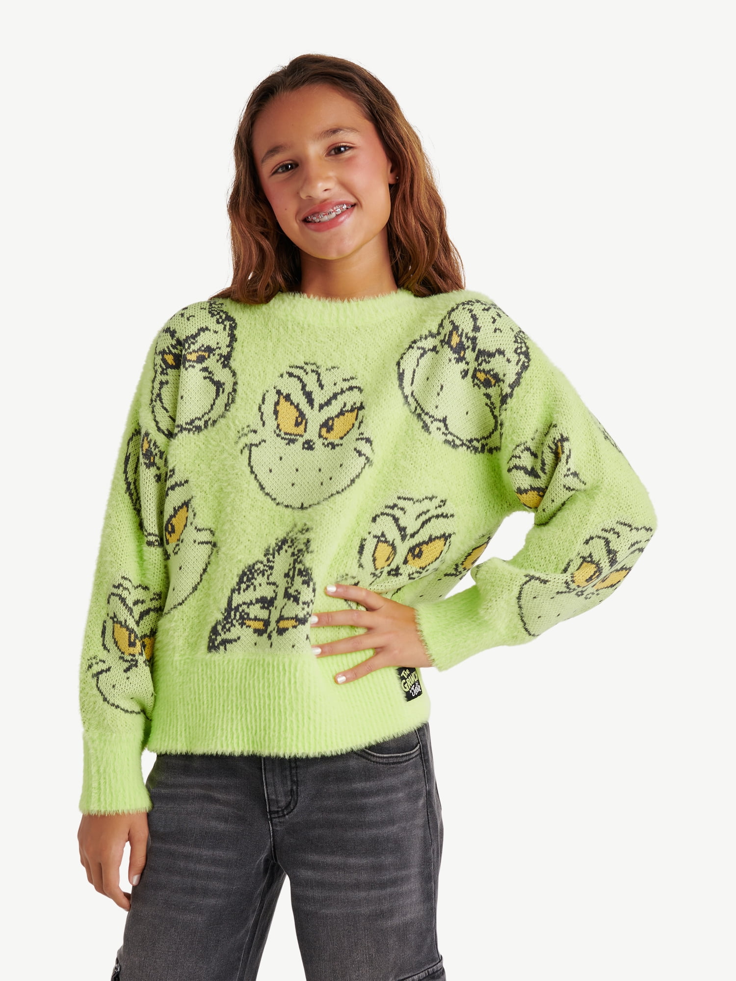 Justice Girls Grinch Sweater Sizes Xs Xlp Walmart