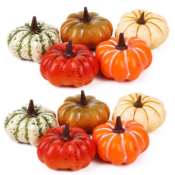 JUANCHENG 10 Pcs Realistic Artificial Pumpkin Halloween Thanksgiving Fall Home Decoration