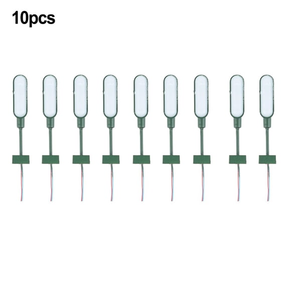JUANCHENG 10Pcs Miniatures Light 28mm Ho Train Modern Indoor Railway Lights Track N Kit Platform Light LED Railroads Building Ornament Green