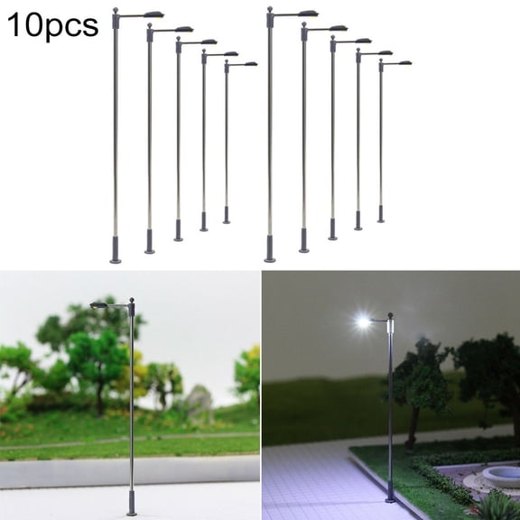 JUANCHENG 10pcs/set 104mm Model Street Lights 3V 20mA Model Railway Train HO OO Scale LED For Building Sand Table Models Landscape Parts