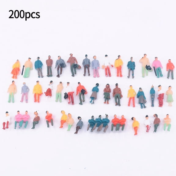 JUANCHENG 200pcs HO Scale 1:87 Miniature People 12-19mm Painted Figures Model For Model Train Diorama Scenery DIY Accessories Decor Toys