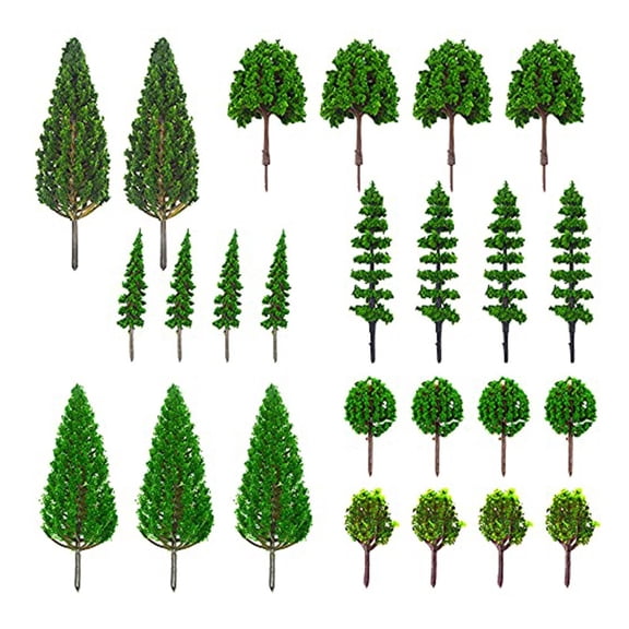 JUANCHENG 25pcs Mixed Miniature Model Trees for Train Scenery & Diorama Decoration