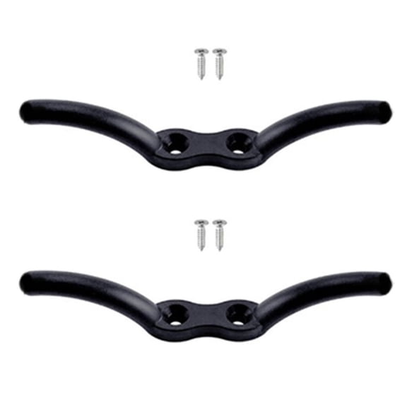 JUANCHENG 2pcs Flagpole Cleat Hook Stainless Steel Rope Cleat Hook Blind Cord Cleat Hardware For Flag Rope Boats Awnings Black