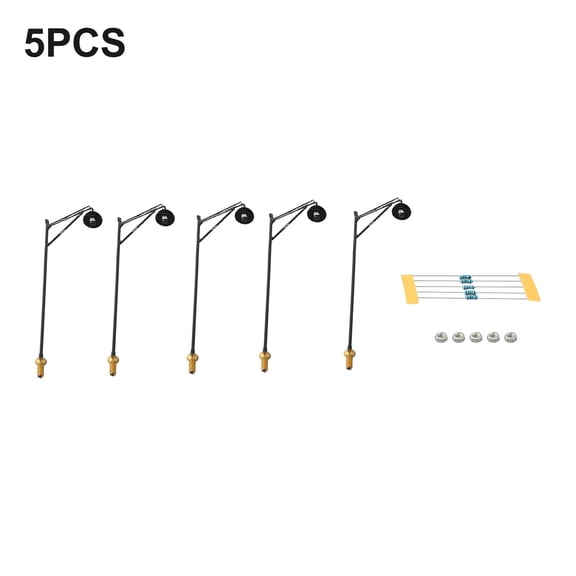 JUANCHENG 5Pcs OO / HO Scale LED Street Light Railroad Path Lamp Post Resistors Model Building Lamps Decoration Complete Painted Lights