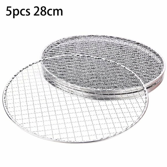 JUANCHENG 5Pcs Round Disposable Wire Net Grill Racks Iron Roast Grate Cooking Barbecue BBQ Barbecue Net Square BBQ Rack 25/28/33CM