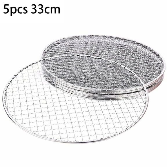 JUANCHENG 5Pcs Round Disposable Wire Net Grill Racks Iron Roast Grate Cooking Barbecue BBQ Barbecue Net Square BBQ Rack 25/28/33CM
