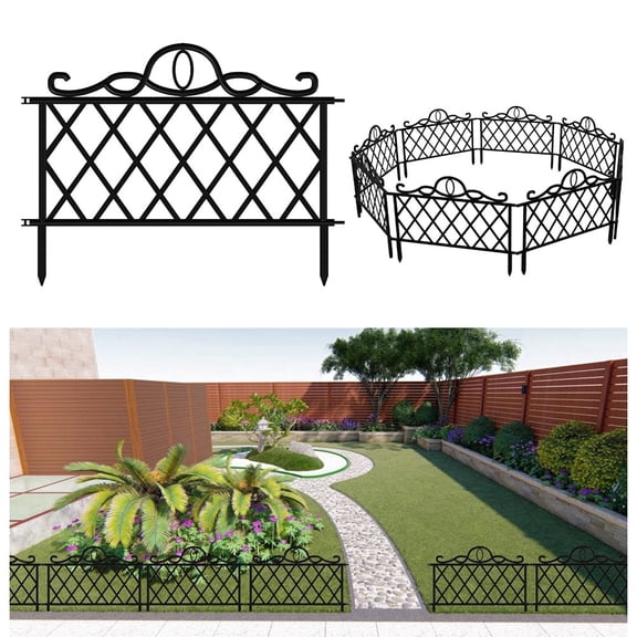 JUANCHENG 6-Piece Decorative Garden Fence, Removable Plastic Garden Lawn Edge Strips, Decorative Frame 48*36 Cm