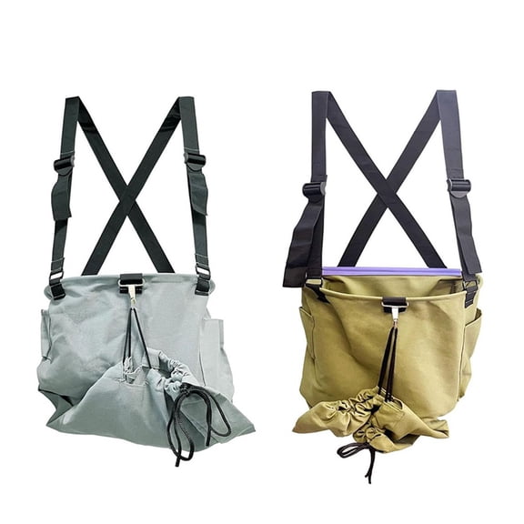 JUANCHENG Adjustable Canvas Fruit Picking Bag with Large Capacity & Side Pockets