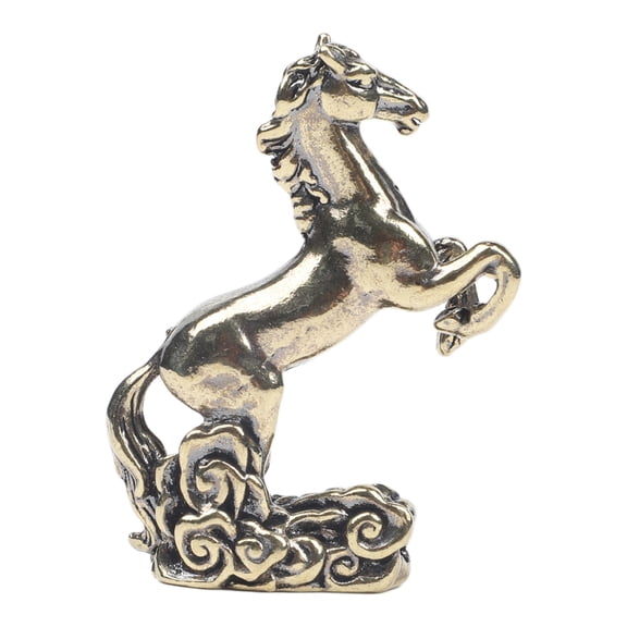 JUANCHENG Brass Horse Figurine Solid Brass Antique Long Tail Miniature Home Accent Clouds and Clouds