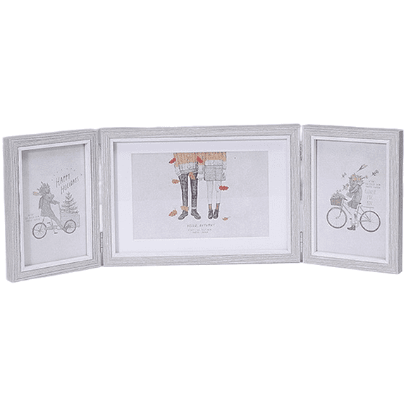 JUANCHENG Folding Three Picture Frame Vertical and Horizontal Picture for Tabletop Display