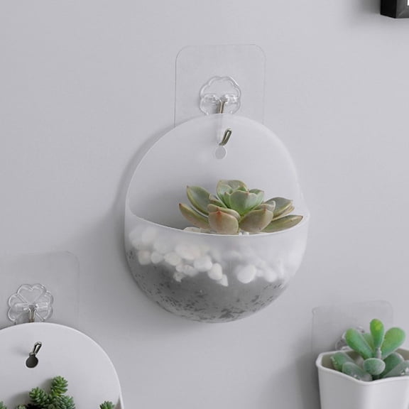 JUANCHENG Plant Vase Flower Pots Levitating Nordic Home Decoration Hydroponic Pots Storage Transparent Wall-hanging White semicircle transparent