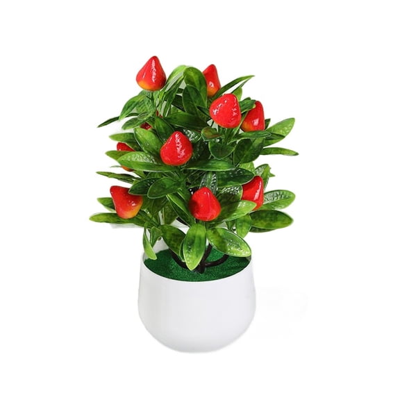 JUANCHENG Realistic Potted Plastic Tree for Indoor Tabletop and Windowsill Decor Strawberry