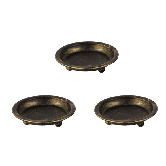JUANCHENG Round Aroma Candle Tray Set: Elegant Black & Gold for Dcor!