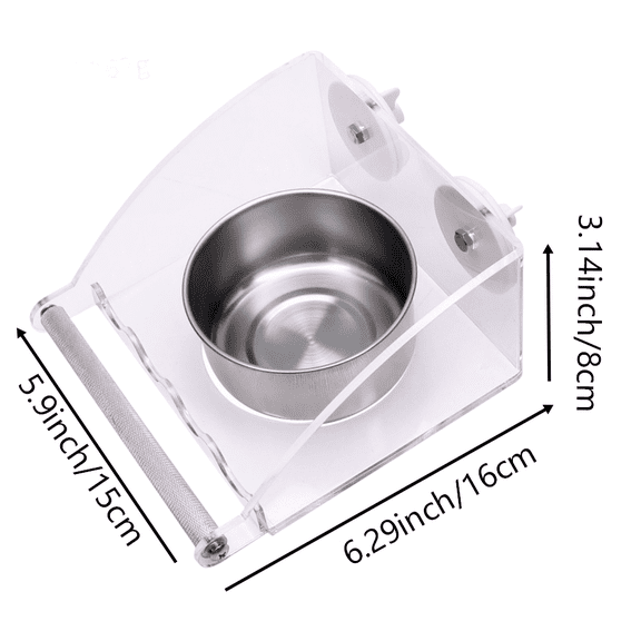 JUANCHENG Stainless Steel and for acrylic bird Feeding Bowl for Splash Guard & Chew-Proof