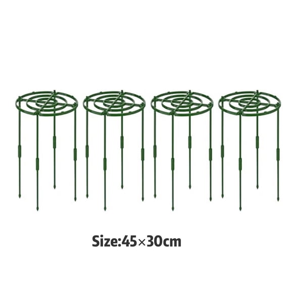 JUANCHENG Sturdy 4-Pack Peony Plant Support Rings - Adjustable, Rust-Proof & Easy to