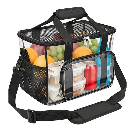 JUANCHENG Transparent Stadium-Approved Clear Lunch Bag with Adjustable Strap & Front
