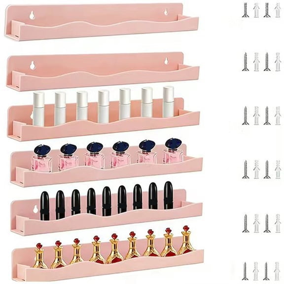 JUANCHENG Transparent Wave for Acrylic Nail Polish Organizer - 6 Pack Wall-Mounted Cosmetic
