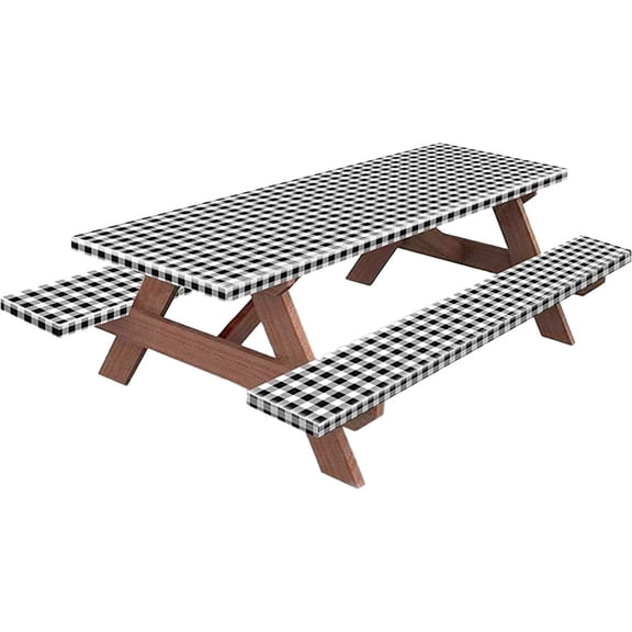 JUANCHENG Waterproof Picnic Table Cover Set with Elastic Edges for Table and Benches