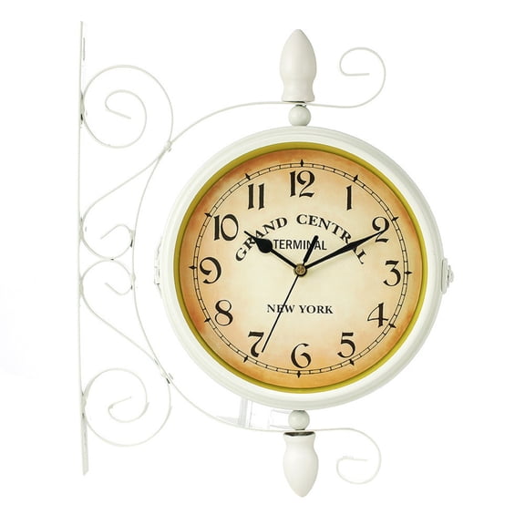 JUANCHENG White outdoor garden wall clock vintage design plastic glass battery powered arabic number dial weather resistant 36 by 28 cm