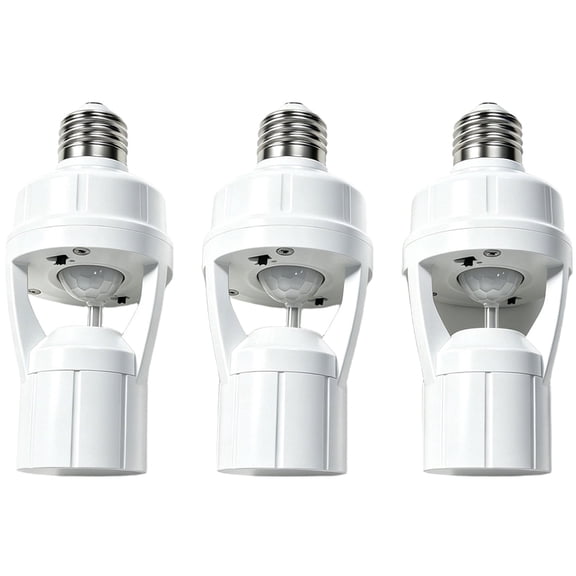JUANGU 3pcs PIR Motion Sensor Light Socket, E26/E27 Screw Socket with Motion Sensor LED Light Holder for Hallway Porch